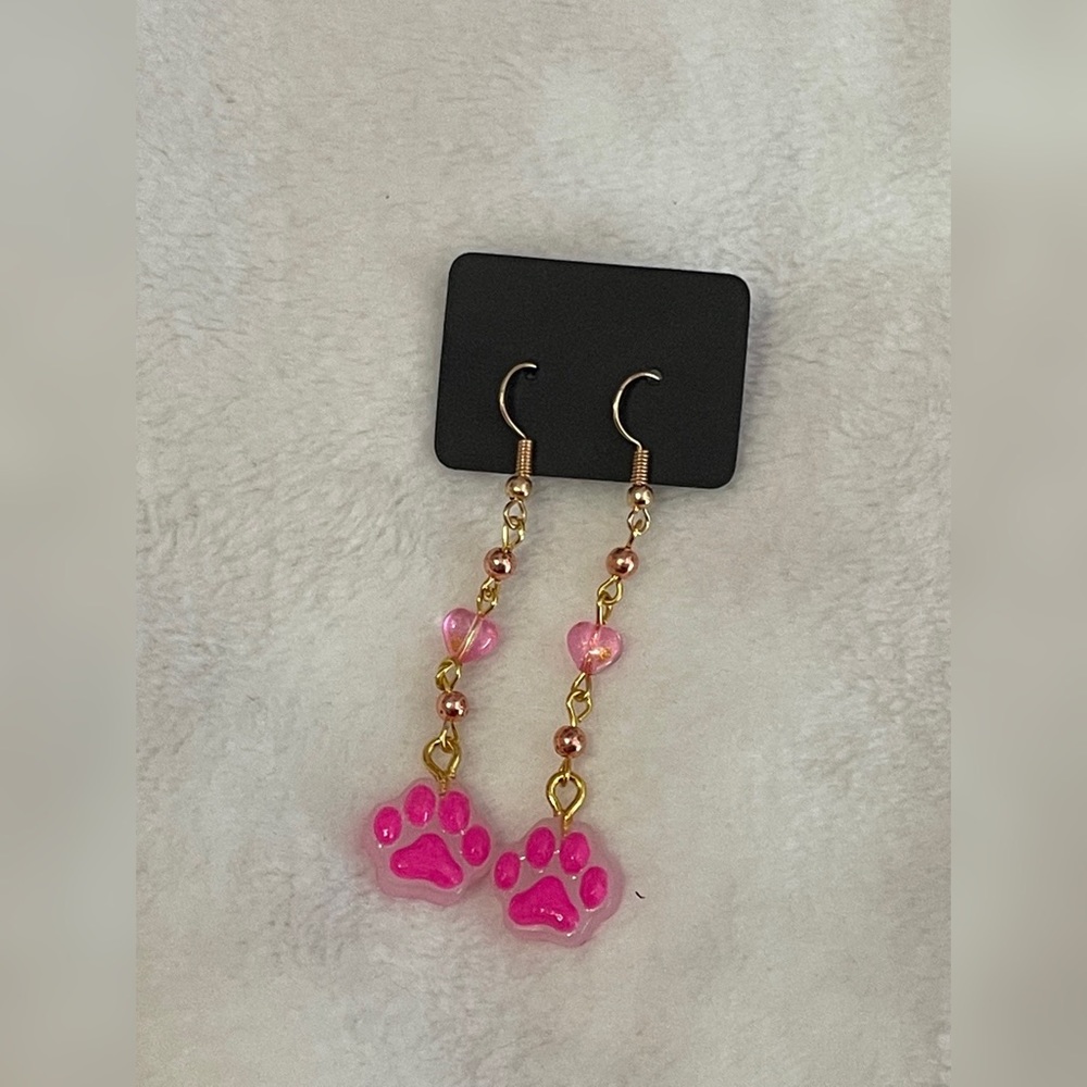 Valentine’s Day puppy paw print earrings